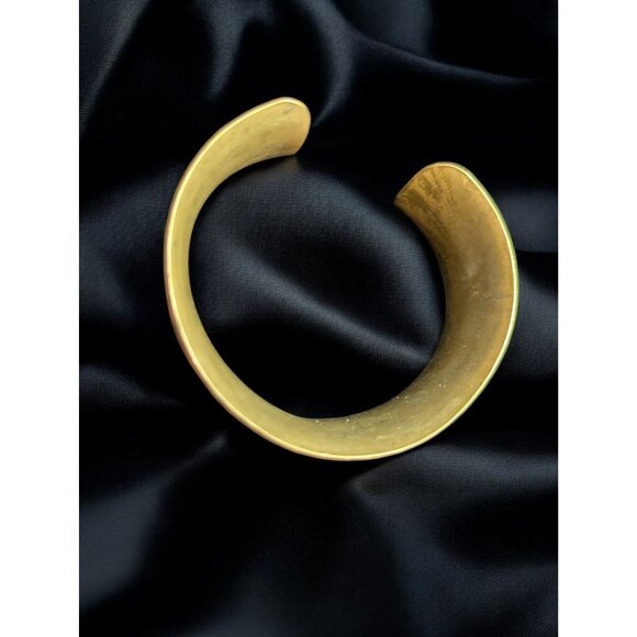 Vintage Hammered Jewelry Brass Cuff Bracelet 1+" WIde Estate Boho Textured OSFM - Picture 6 of 6